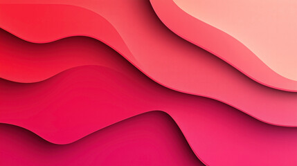 Sticker - Abstract layered paper cut design with wavy shapes in shades of red and pink creating a fluid, flowing pattern.