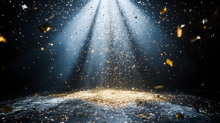 Wall Mural - 4. **enchanting event scene**: capture a magical stage atmosphere featuring a rain of golden confett