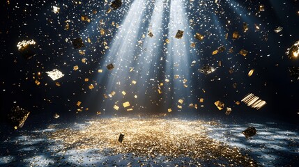 Wall Mural - 4. **enchanting event scene**: capture a magical stage atmosphere featuring a rain of golden confett
