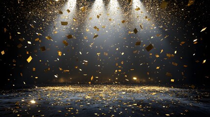 Wall Mural - 5. **dynamic celebration stage**: create a stunning image of a festive stage with golden confetti ra