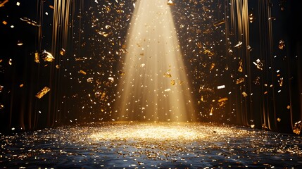 Wall Mural - 2. **glamorous stage setup**: illustrate a vibrant stage scene featuring a shower of golden confetti