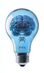 Poster - Light bulb featuring a human brain symbolizing innovation and creativity in a conceptual illustration
