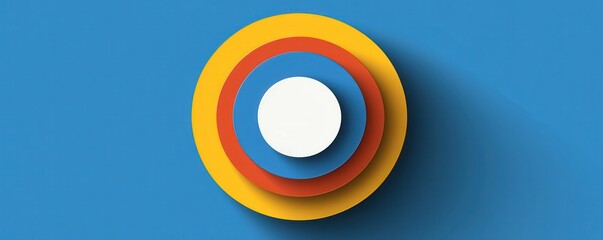 Poster - Colorful mobile app icon with concentric circles in vibrant orange and yellow tones on a blue background