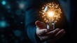 © Johannes - Businessman hand holding creative light bulb with industry network,analysis solution and development marketing network icons planning strategy,