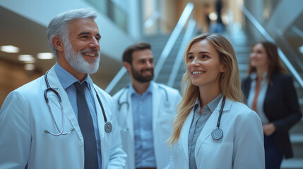 Poster - A group of doctors are smiling and talking to each other