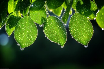 Aufkleber - Holly willow tree covered in morning dew, with droplets clinging to the leaves, sparkling in the early light and creating a fresh, rejuvenating scene