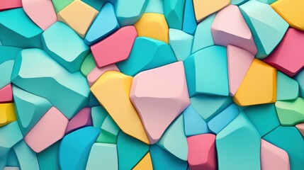 Sticker - A colorful abstract arrangement of geometric shapes in pastel hues.