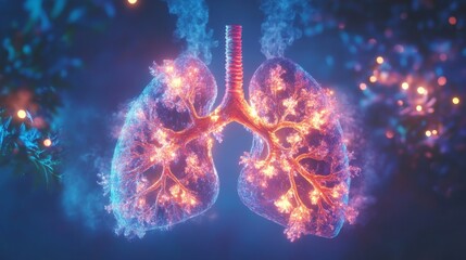 Poster - Artistic Representation of Human Lungs in Vibrant Colors