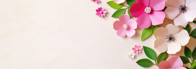 Wall Mural - A decorative arrangement of colorful paper flowers on a soft background.