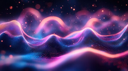 Poster - Abstract glowing colorful lines forming a digital pattern, representing the energy and flow of modern technology. -