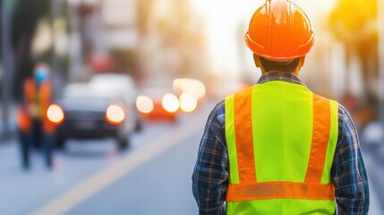Poster - Civil engineer managing an expressway project, overseeing construction work to ensure safety and quality in infrastructure development.