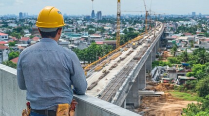 Poster - Civil engineer managing an expressway project, overseeing construction work to ensure safety and quality in infrastructure development.