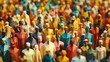 © Business Pics - Vibrant crowd of diverse people in paper craft origami style representing overpopulation and demographic diversity