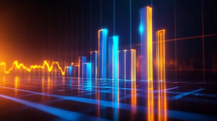 Poster - Vibrant Data Visualization with Colorful Bars and Lines