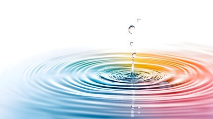 Poster - Vibrant Gradient Droplets Splashing on Reflective Water Surface - Dynamic Studio Shot Capturing Modern Design and Sharp Focus