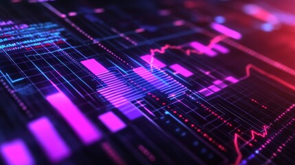 Poster - digital data visualization with graphs and charts