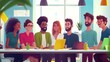 © Johannes - Diverse, multiracial creative team of people in the office, happy employees and ceo having brainstorming meeting, concept of teamwork and collaboration in business, healthy working environment