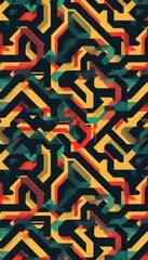 Wall Mural - abstract pixelated maze pattern in bold colors for creative marketing and digital designs