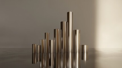 Aufkleber - Abstract Arrangement of Metallic Cylinders on Smooth Surface