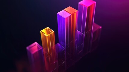 Poster - Colorful Glossy Bar Graph with Dark Background