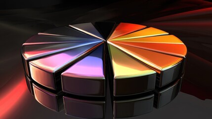 Poster - Colorful Segmented Pie Chart on Dark Background