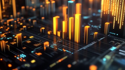 Poster - Futuristic Data Visualization in Orange and Blue