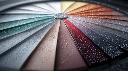 Fototapete - Color Palette with Water Droplets on Surface