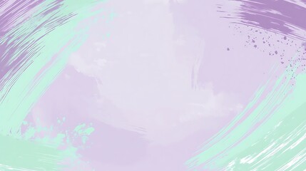 Aufkleber - Abstract watercolor background with purple and mint green brushstrokes.