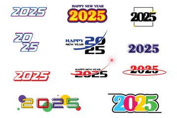 2025 set. New Year logo collection Vector EPS 10