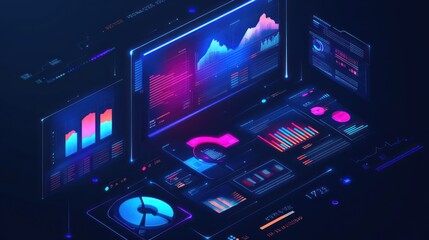 Poster - A digital dashboard displaying various data visualizations and analytics.