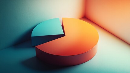 Aufkleber - Modern Abstract 3D Pie Chart in Vibrant Colors