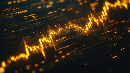 Poster - Golden Digital Waveform Abstract Background