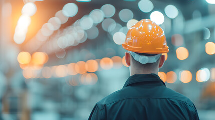 Worker in a Hard Hat Overseeing Power Plant Operations – Industrial Safety and Management