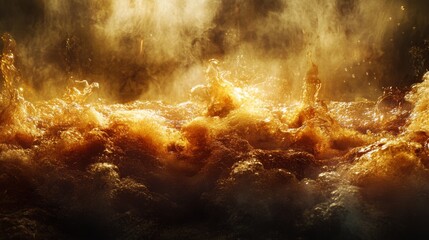 Poster - Golden Waves and Flowing Water in Motion