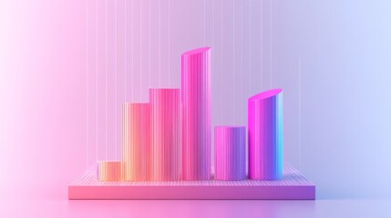 Fototapete - Colorful 3D Bar Graph with Gradients and Lines
