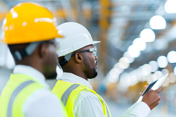 two construction workers wearing white hard hats | safety first in construction sites