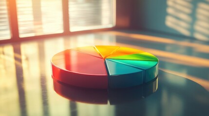Poster - Colorful pie chart on reflective surface in sunlight