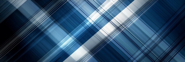 Blue background with a diagonal plaid pattern vector presentation template for business and technology themes.