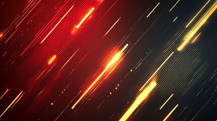 Poster - Abstract background with diagonal red and yellow lines.