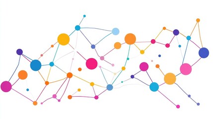 Poster - Colorful Network Connections on White Background