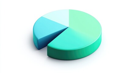 Poster - Abstract 3D Pie Chart in Gradients of Blue and Green