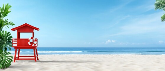 Wall Mural - beach lifeguard station by the ocean