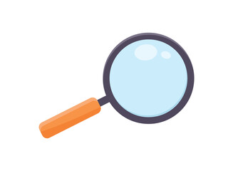 Wall Mural - Magnifying glass icon in flat style. Loupe vector illustration on isolated background. Searching sign business concept.