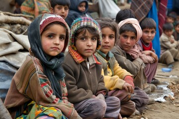 Unidentified Nepalese children on the street circa January 2017 in Kathmandu.