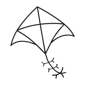 Black silhouette of flying kite vector design