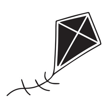 Black silhouette of flying kite vector design