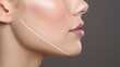 © Wimon - Profile view of a woman s face with lines marked on her chin, highlighting the results of a skin-lifting or tightening treatment, youthful and clear complexion