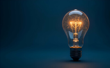 Creative light bulb abstract on glowing blue background
