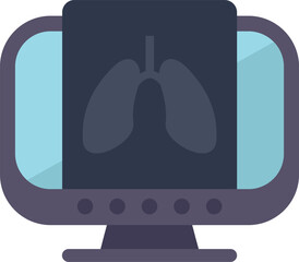 Poster - computer displaying lungs x ray on screen, concept for online medical consultation, telemedicine, pu