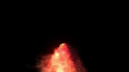 Wall Mural - burning meteor top view on transparent background 3d rendering of fire particle simulation with alph